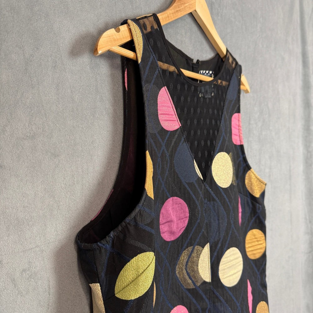 Maeve Multi-Color Metalic Polka-Dot Mesh Sleeveless Abstract Mini Dress Women XL - Picture 12 of 15
